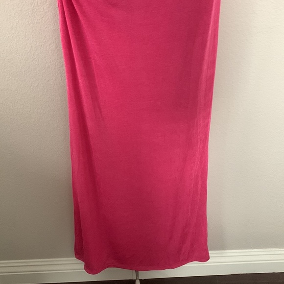 Princess Polly Aligned Pink One Shoulder Side Cutout Ruched Side Slit Maxi Dress - Picture 7 of 12